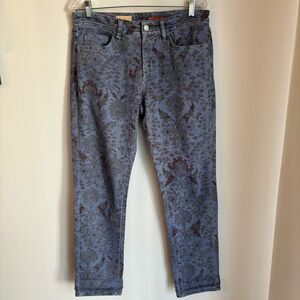 Anthropologie Pilcro Women blue tribal paisley boyfriend slim jeans size 28 EUC!